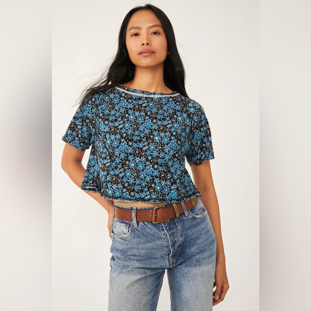 NWOT Free People Sammie Floral Print Tee in Dark Combo.  Size XS - Picture 6 of 15